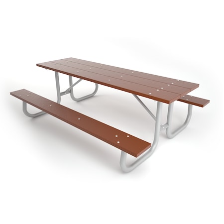 Frog Furnishings Brown 8' Galvanized Frame Table with Galvanized Frame PB 8BROGFPIC